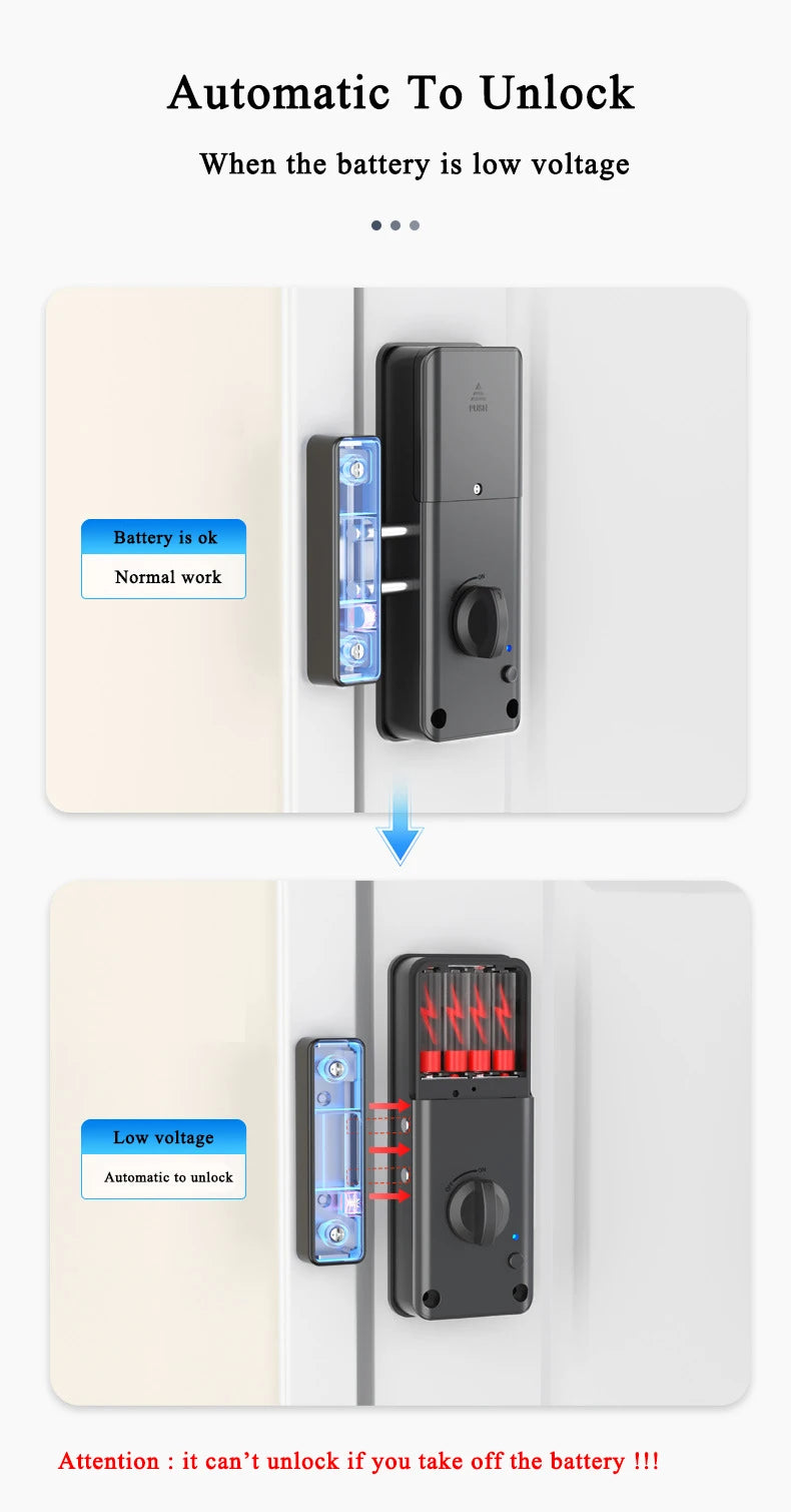 TTLock APP Remote Control Automatic IC Card Motor Lock Invisible No Drill Hole Installation For Wooden Door