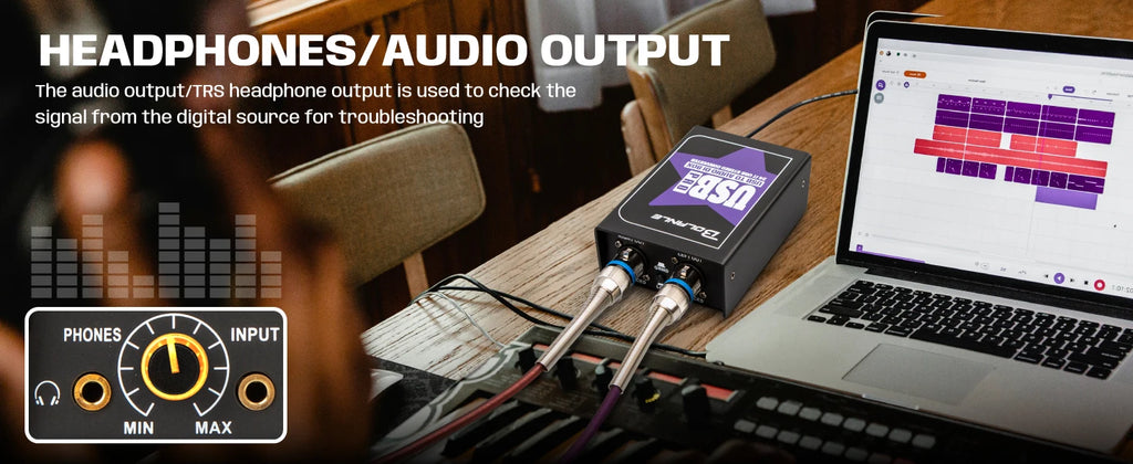 USB Stereo DI Box 24-192kHz Audio Interface with Ground Lift - USB PRO Tidesmit