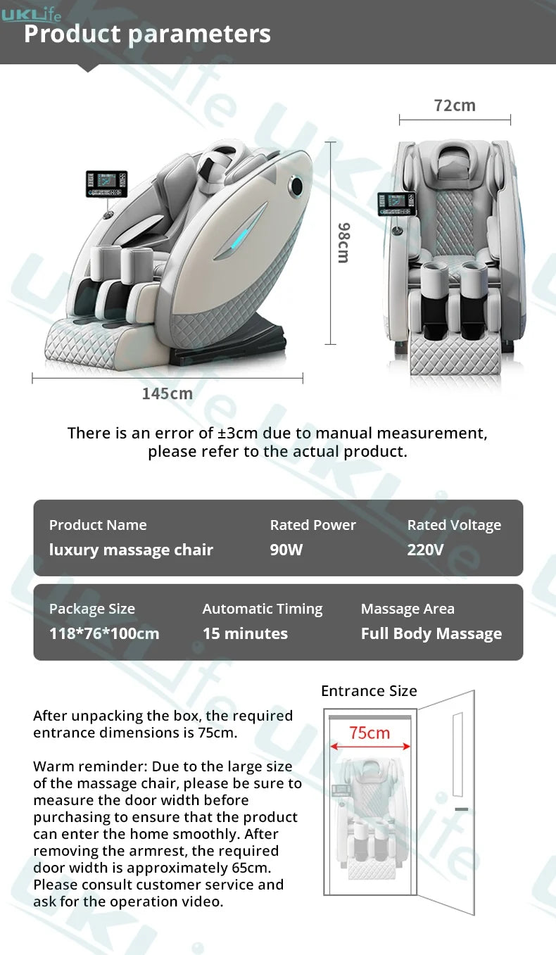 4D Full Body Massage Chair - Zero Gravity Electric Heat Recliner Body Shaping Massage Equipment Tidesmit