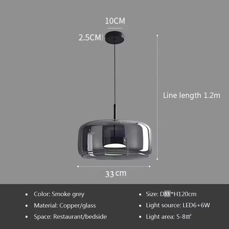 Modern Nordic Glass Ring Light | LED Adjustable Pendant Fixture 33CM SG Warm light Tidesmit