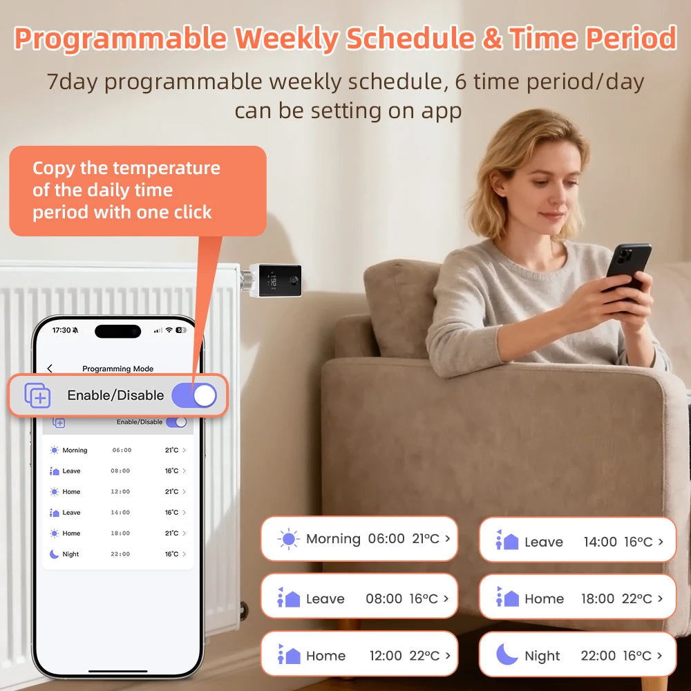 AVATTO ZigBee 3.0 Smart Thermostat Radiator Actuator,TRV Thermostatic Valve Controller Support Tuya Alexa Google Home Alice