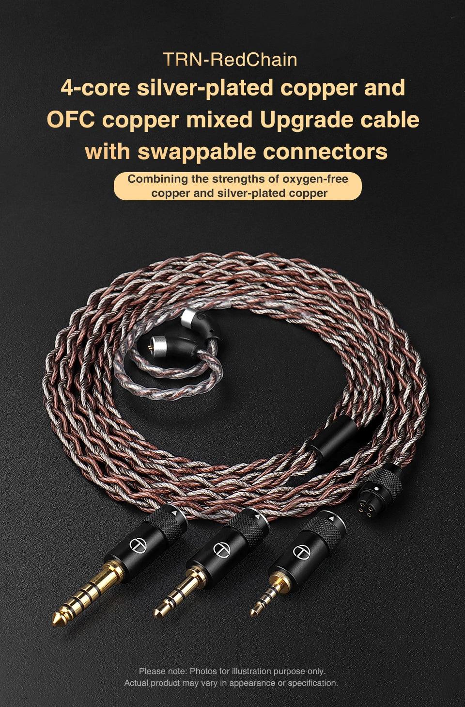 Silver Plated Replacement Earphone Cable - 3-Jack Kit Tidesmit Tidesmit