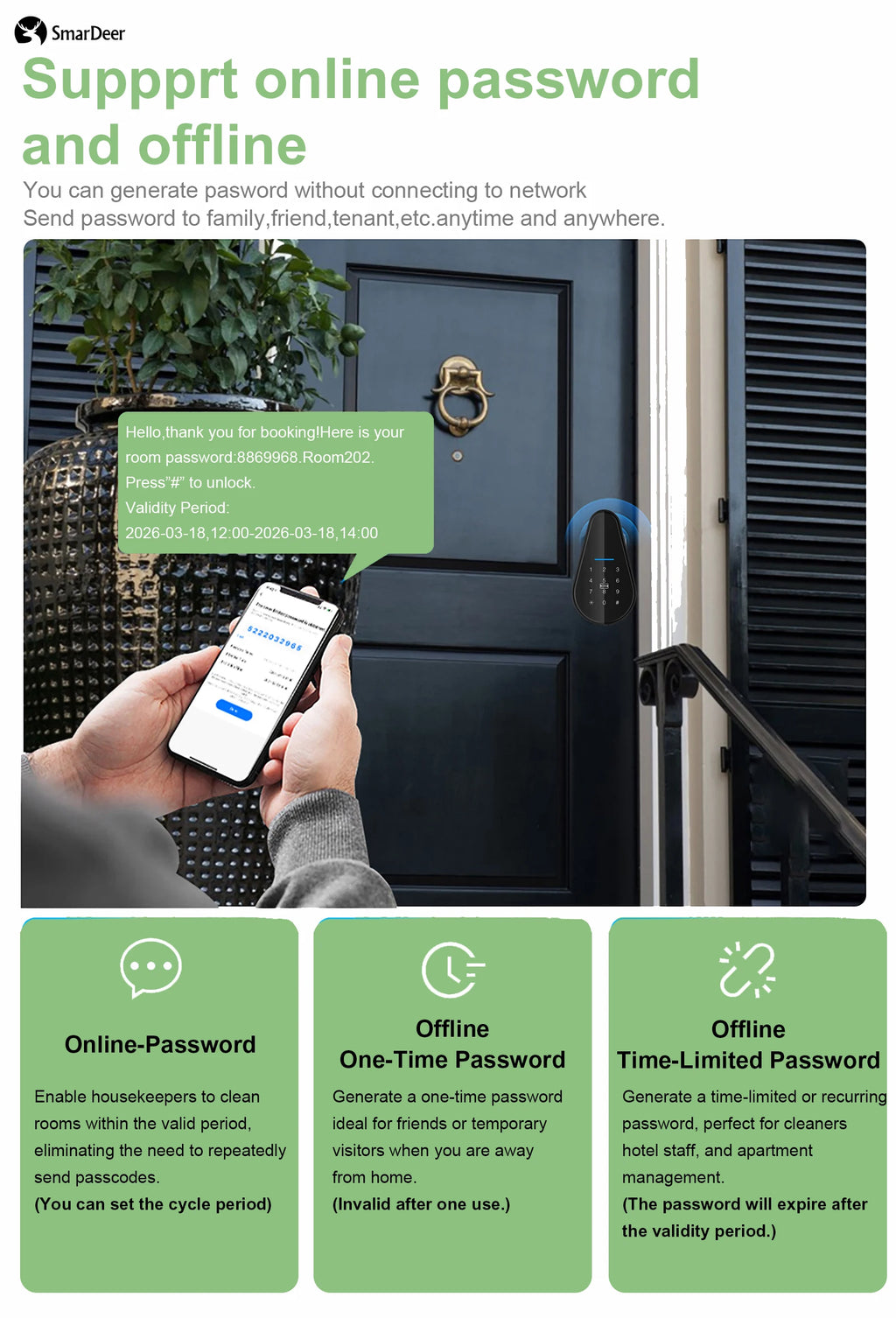 3D Facial Recognition Smart Door Lock with Video Doorbell Camera, Tuya WiFi Fingerprint Password Keyless Security Lock