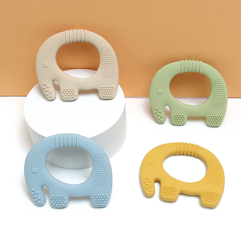 Cute Baby Silicone Elephant Teether Food Grade Safe Teether Cute Cartoon Ease Teeth Pain Toy Teething Gift Oral Care