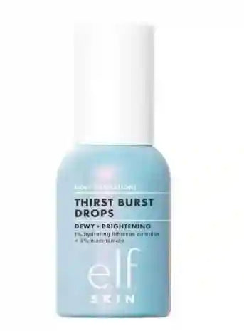 e.l.f. Skin Thirst Burst Drops in light blue bottle, a dewy and brightening hydrating serum for radiant skin.