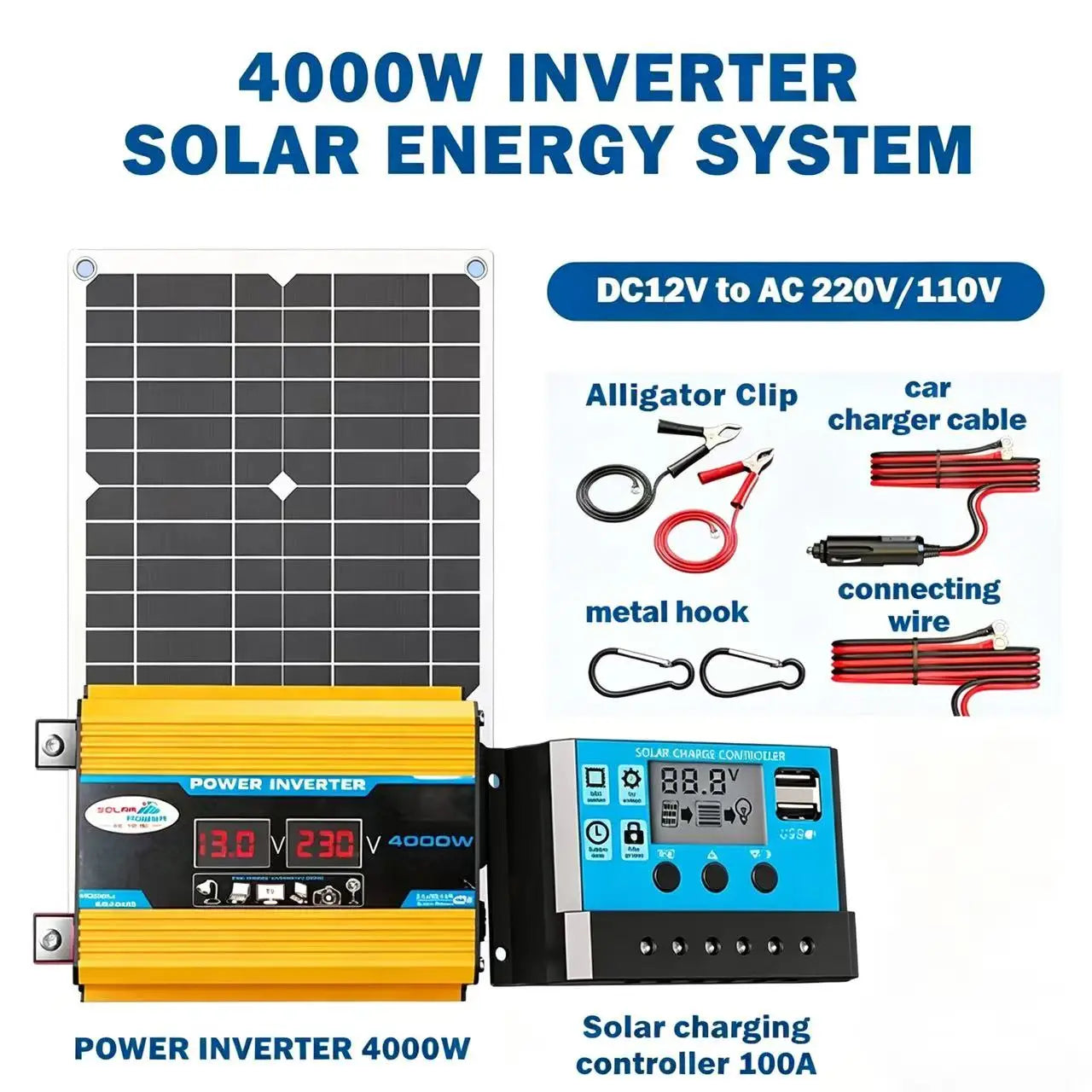 6000W Solar Generator Kit, 300W Dual-Side Panel & 100A MPPT Smart Controller for Farm, RV, Camping, Off-Grid & Emergency