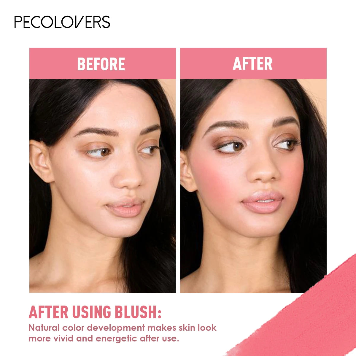 Tidesmit waterproof matte blusher swatch for cheeks eyes and lips in natural finish face makeup texture detail