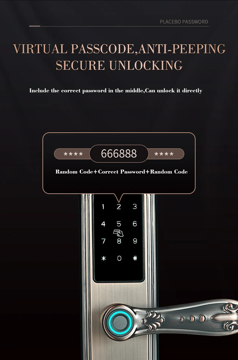Competitive Price OEM&ODM TT Fingerprint Password Gold Handle Smart Door Handel Lock D30zm