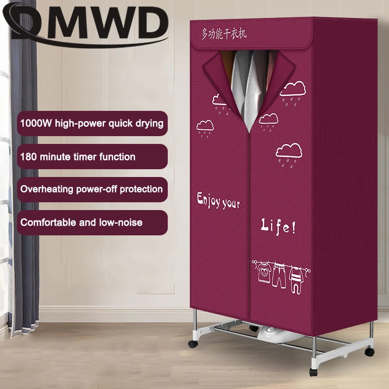 Tidesmit portable electric wardrobe dryer and garment heater showing side control panel and hot air vent features