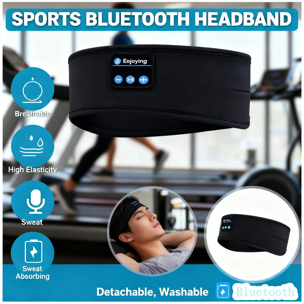 Sleep Headband Headphones: Wireless Bluetooth Soft Eye Mask for Travel Tidesmit