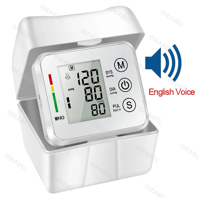 IDEABEL Voice Tonometer Tensiometer Heart Rate Pulse Meter BP Monitor Digital Wrist Blood Pressure Monitor Sphygmomanometer