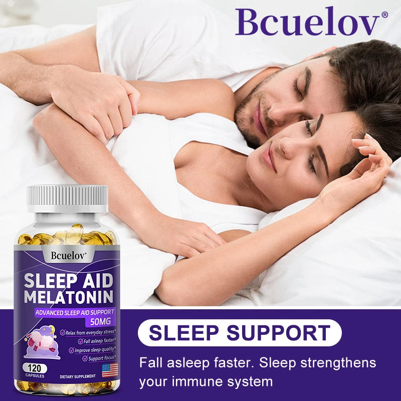Bcuelov Melatonin, Dietary Supplement for Promotes Relaxation and Sleep Health, 25mg, 30/60/120 Capsules, Vegan | Gluten Free