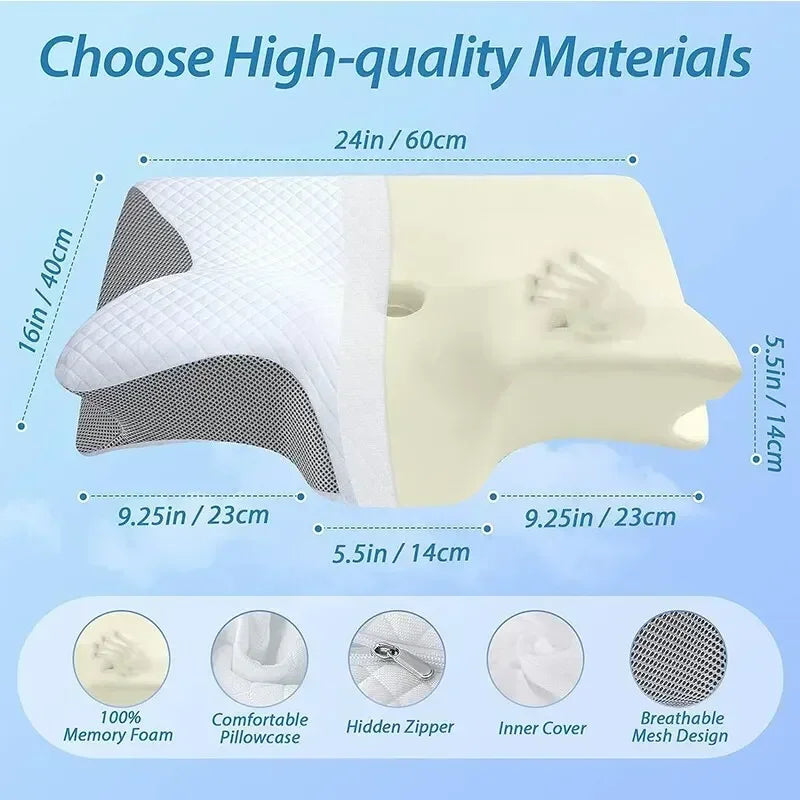 Memory Foam Butterfly Pillow | Ergonomic Cervical Support for Spine Alignment Relaxation Treatment Tidesmit
