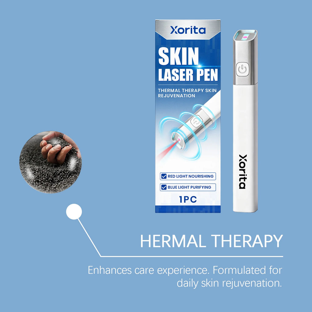 Xorita laser plasma pen for skin tag, freckle, and wart removal with red and blue light therapy for skin rejuvenation.