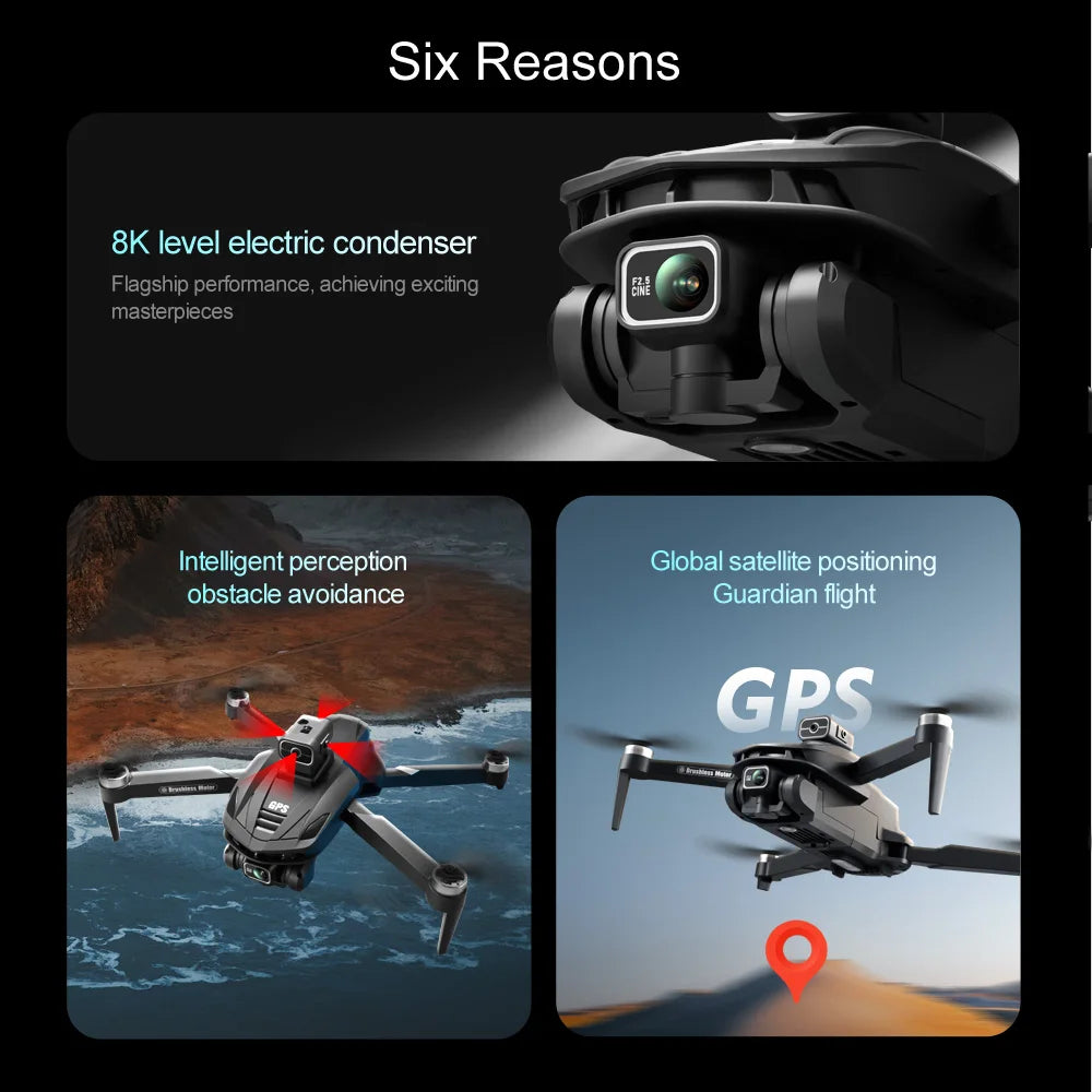 Tidesmit 8K GPS Drone with Camera, Brushless Motor & Foldable Frame Tidesmit