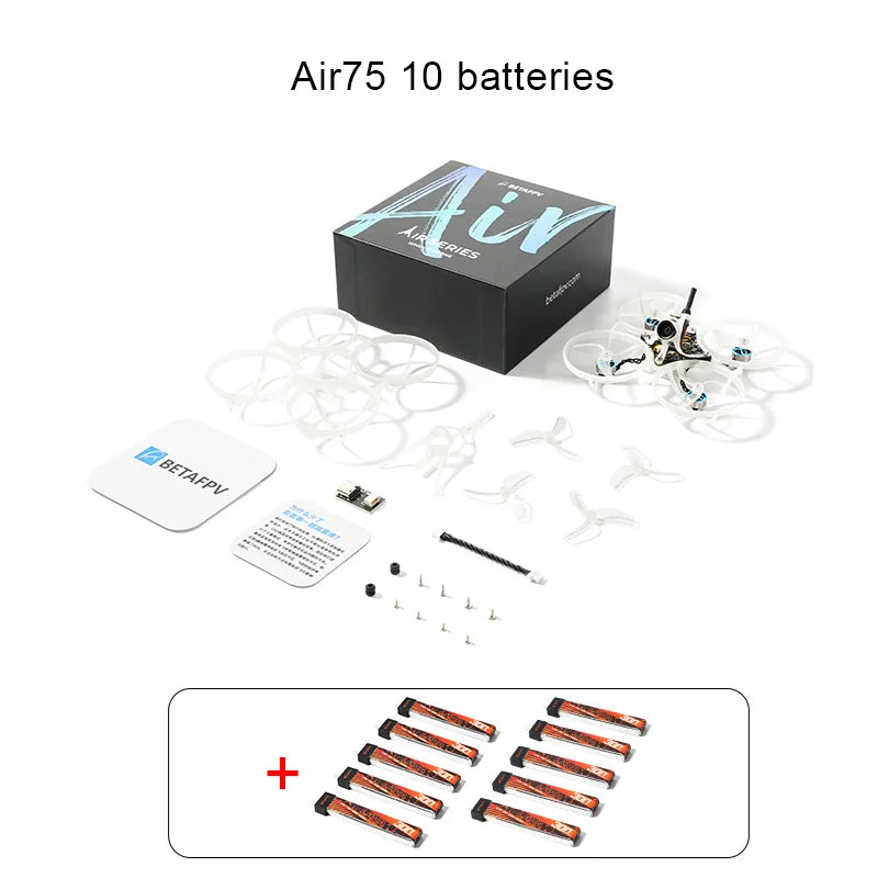 BETAFPV Air75 Brushless Whoop Drone | Lightweight FPV Performance Air75 10 batteries Tidesmit