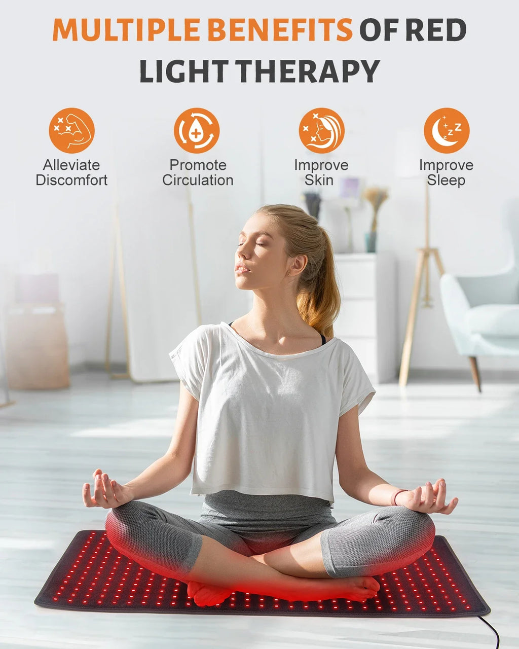 406pcs Leds Red Light Heating Larger Size Pad 660nm Waist Back Shoulder Muscle Pain Yoga mat Relief Relax Infrared Light 850nm