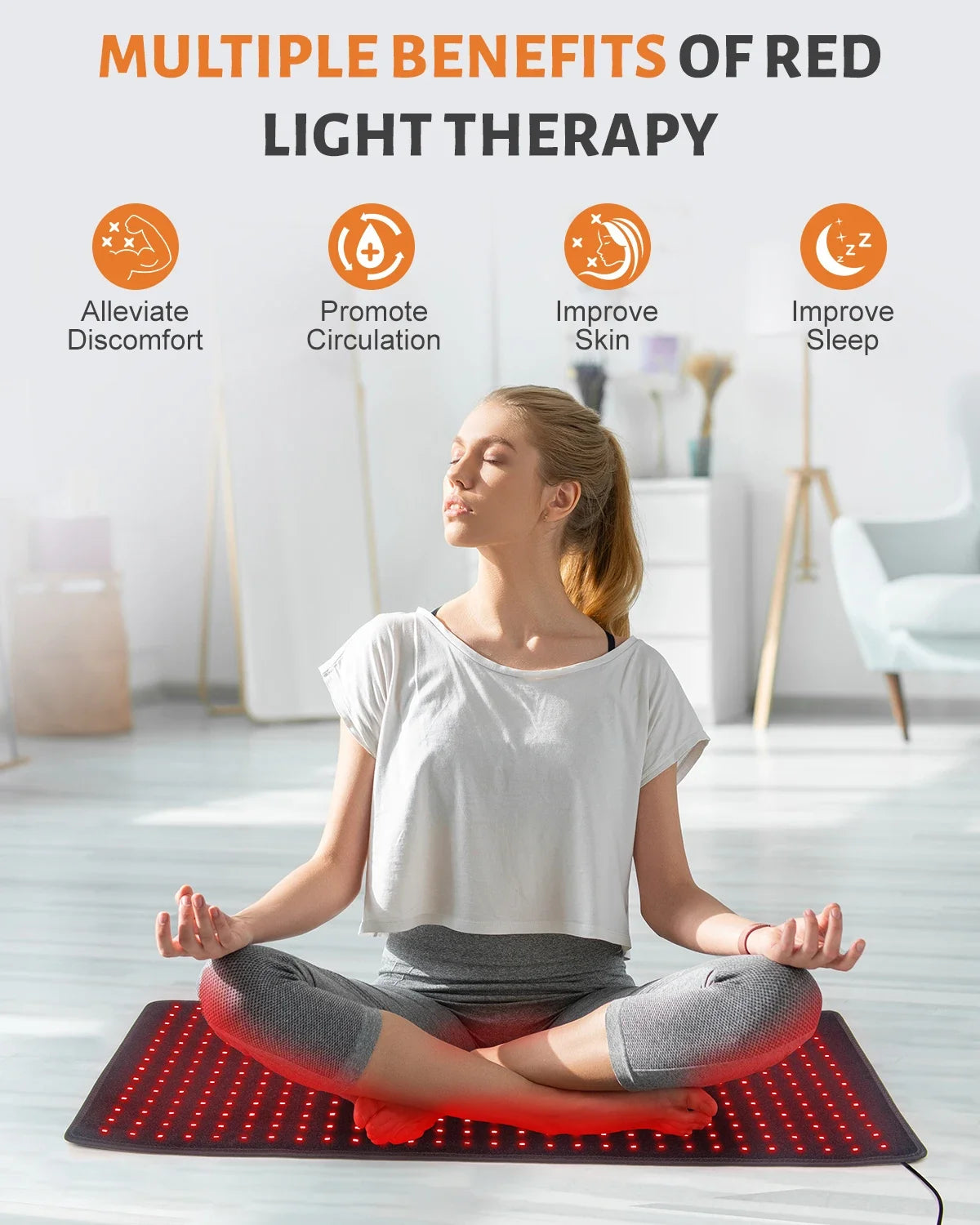 406pcs Leds Red Light Heating Larger Size Pad 660nm Waist Back Shoulder Muscle Pain Yoga mat Relief Relax Infrared Light 850nm