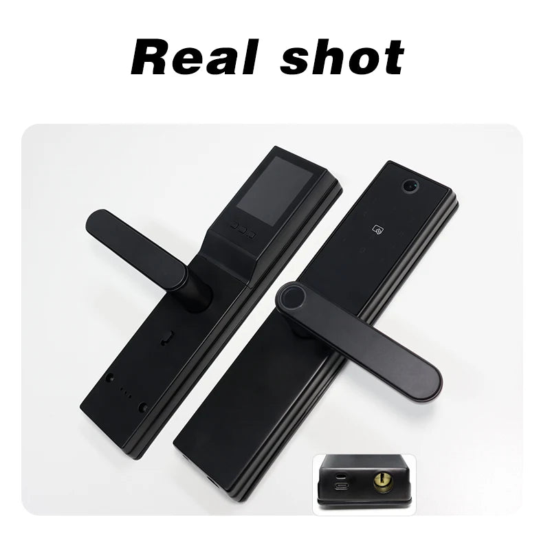 2025 New Tuya WiFi Digital Electronic Smart Wooden Door Lock With Biometric Camera Fingerprint Smart Home Remote Unlock