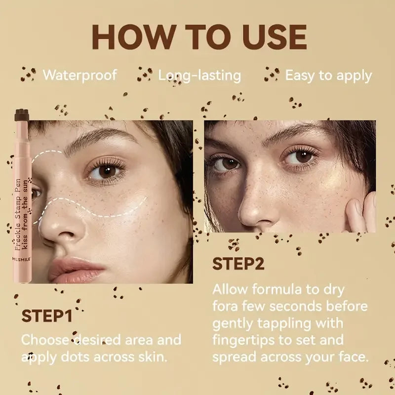 Tidesmit waterproof fake freckles stamp pen showing natural long-lasting dot spot makeup texture close-up