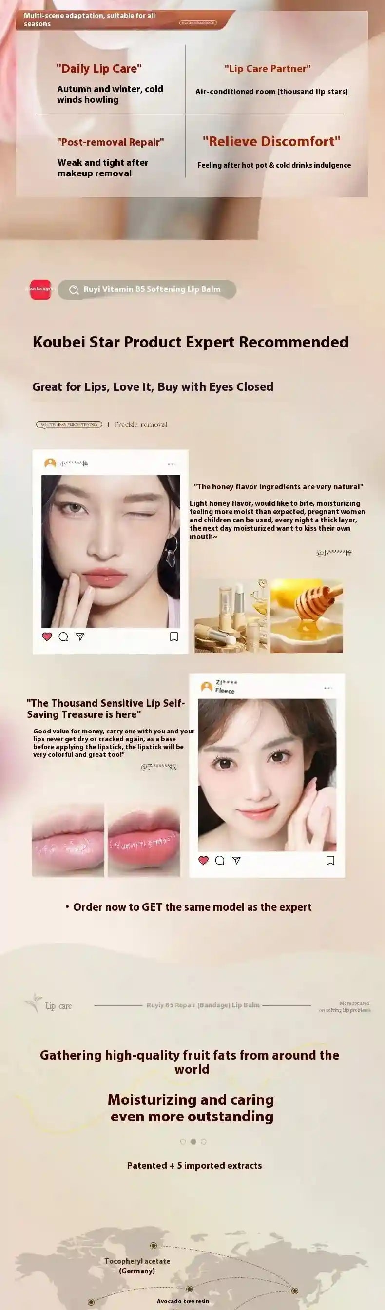 Moisturizing Lip Balm - Nourishing Lip Treatment for Chapped Lips Lip Care Tidesmit