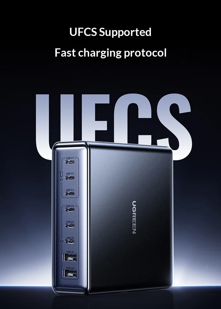 UGREEN 200W GaN Charger 8 in 1 Desktop Laptop Fast Charging Stand For Phone Tablets Smart Watch Desktop Charging Station iPad