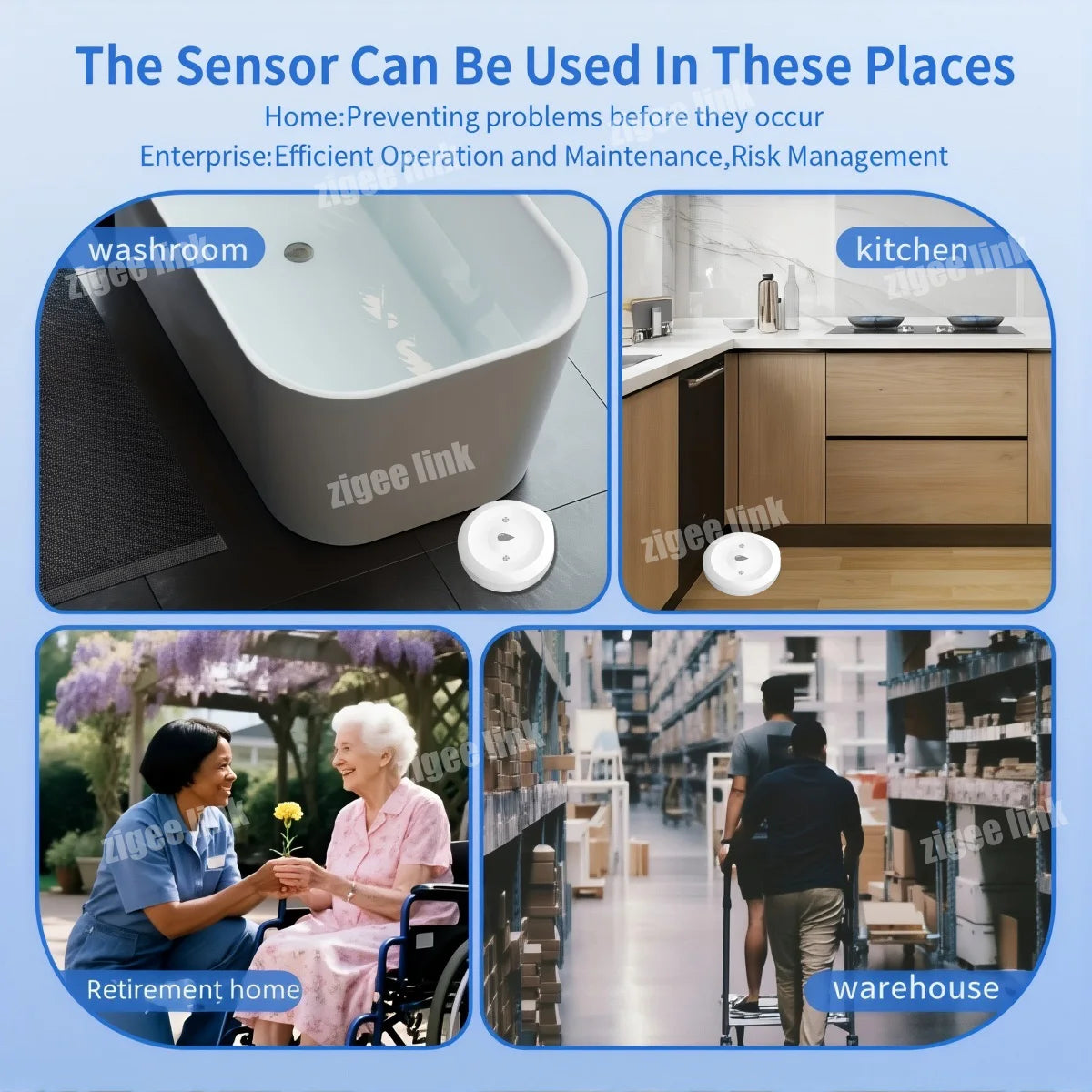 Smart Water Leak Sensor ZigBee 3.0 WiFi Flood Alarm for Home Automation Tidesmit