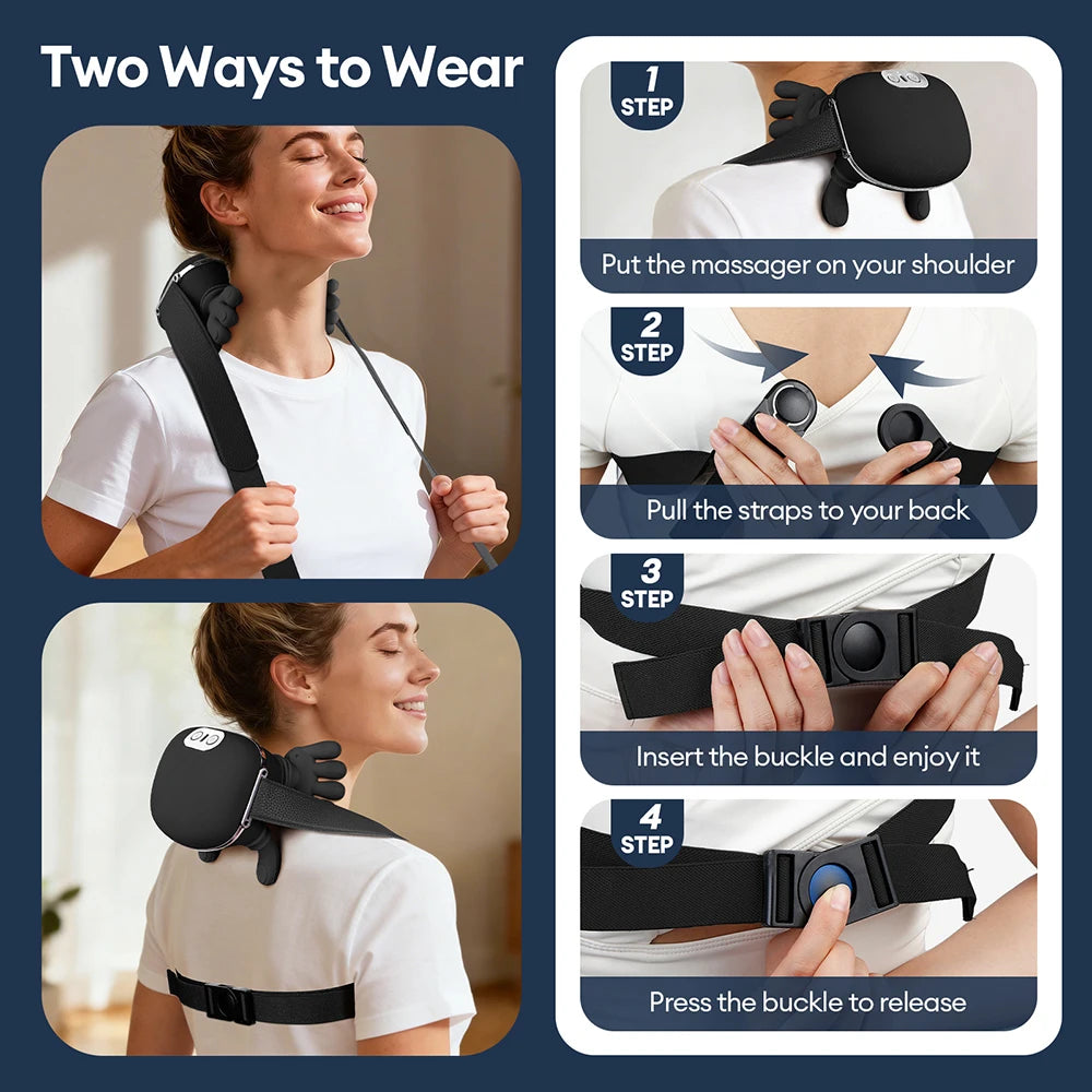 4D Bionic Neck Massager - Deep Tissue Muscle Relief with Heat Therapy Massage Chairs Tidesmit