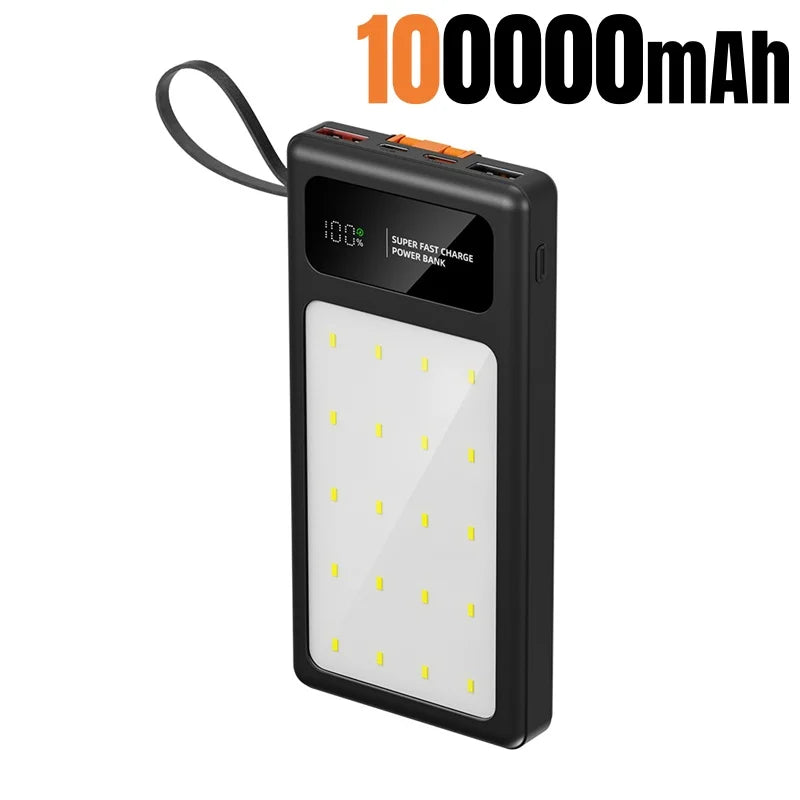 Portable Power Bank 200000mAh with LED Light by Tidesmit Black 100000mAh Tidesmit