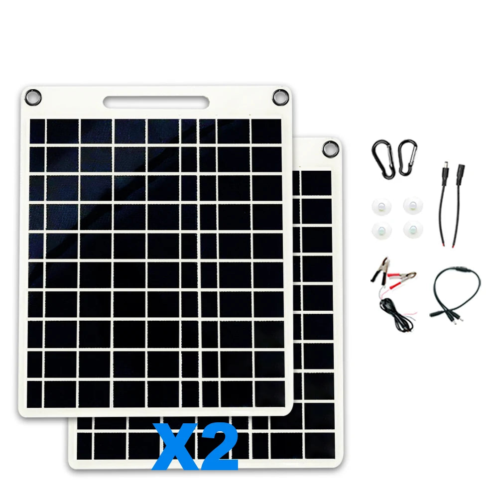 100W Solar Charger with Dual USB Ports, Waterproof & Portable Solar Panel for Outdoor Camping, Hiking, Emergency Devices