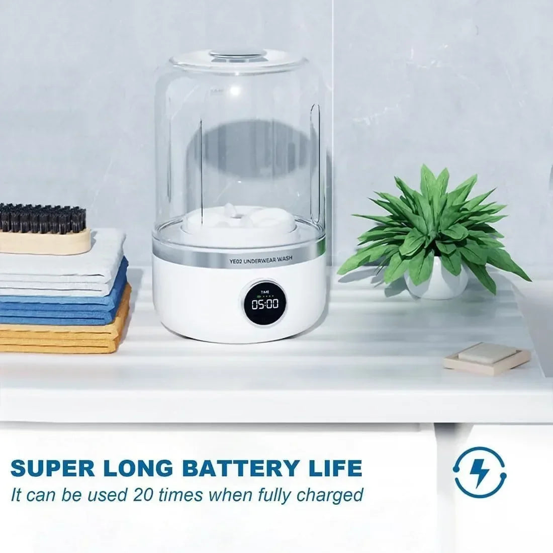 Tidesmit 1L portable wireless washing machine for underwear and socks with integrated dehydration bucket feature