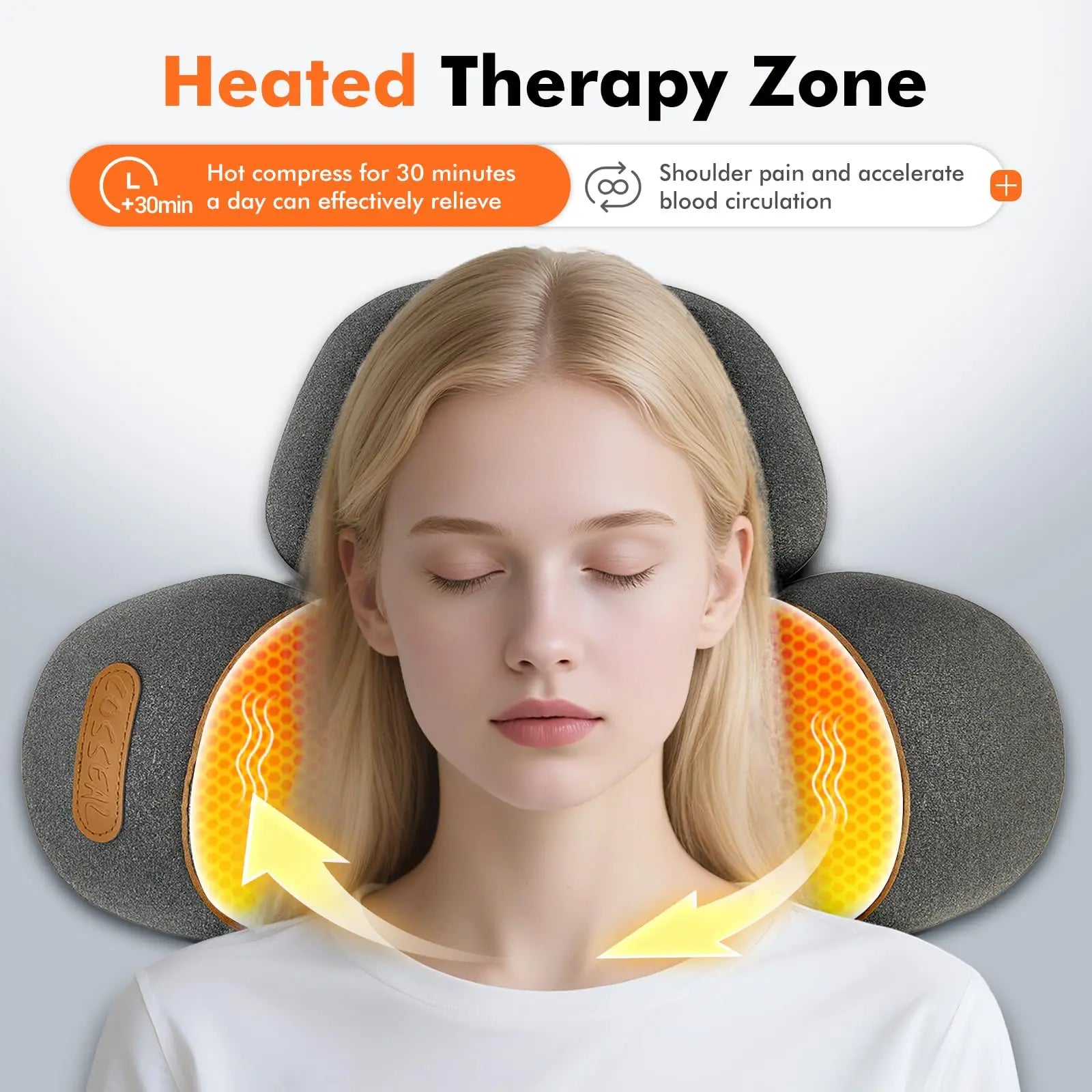 Neck Massager Pillow with Heating and Traction for Muscle Relief Back Massage Instrument Tidesmit