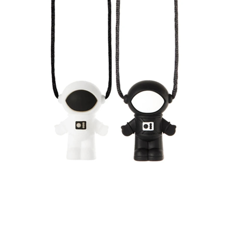 77HD Baby Silicone Astronaut Teether Autism Sensory Chewing Necklace Toddler Teething Soothing Toy Infant Soother