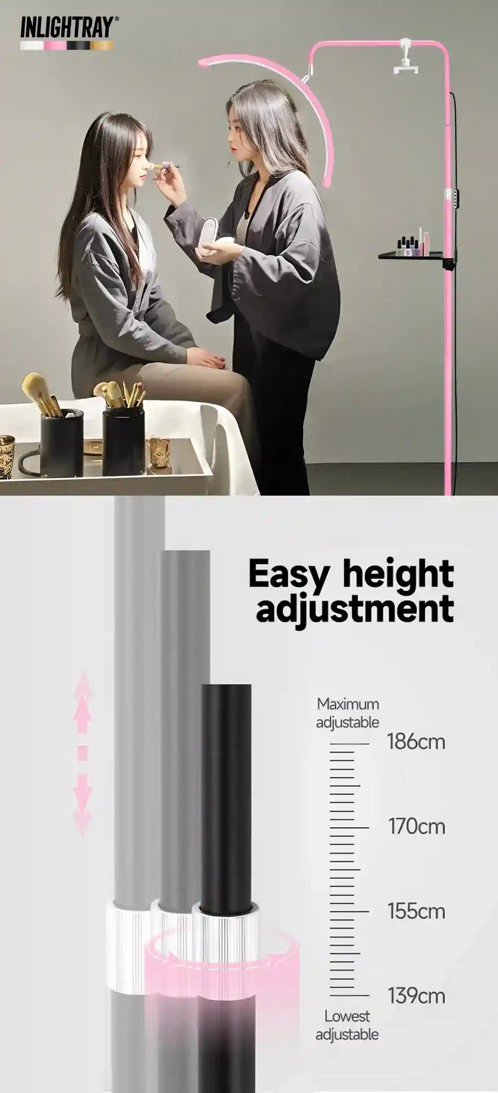Half Moon Floor Lamp for Eyelash Extensions - Adjustable LED Salon Light Tidesmit