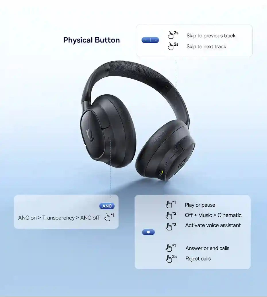 Wireless Noise Cancelling Headphones: 80Hr Battery Over-Ear Audio Tidesmit