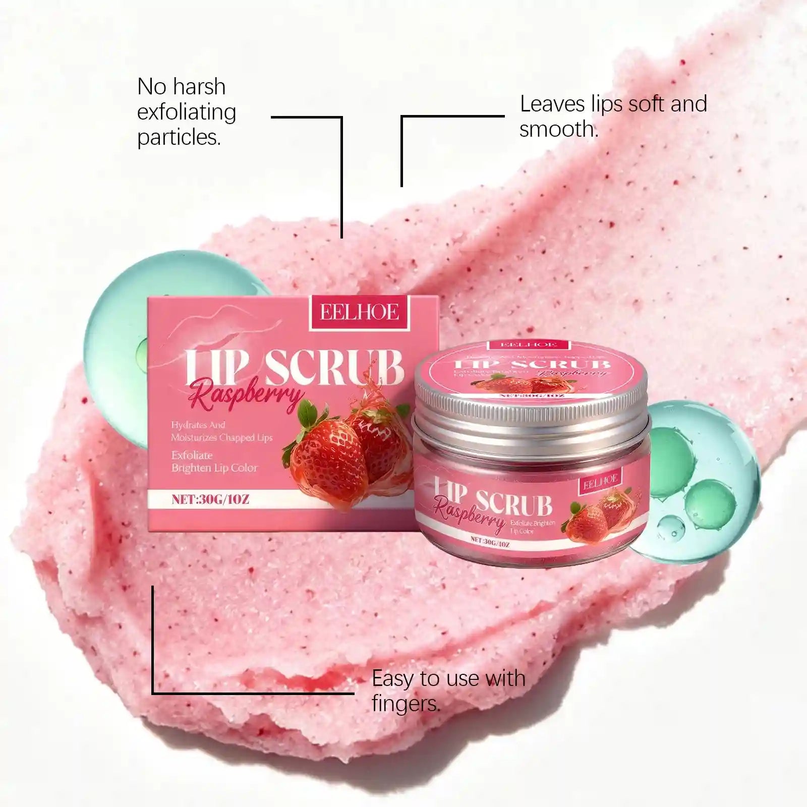 Strawberry Lip Scrub Exfoliating Balm | Moisturizing Lip Care 30g Lip Care Tidesmit