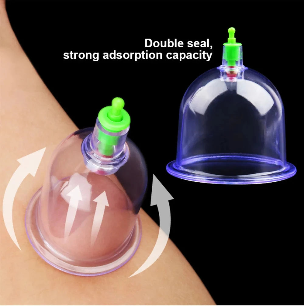 Vacuum Cupping Set 6-Piece Body Massage Kit for Back Pain Relief Body Shaping Massage Equipment Tidesmit
