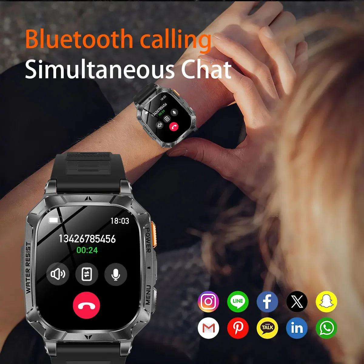 2026 New 1400mAh Big Battery Smart Watch Men Outdoor GPS Flashlight 10ATM Waterproof Bluetooth Call AMOLED HD Sports Smartwatch