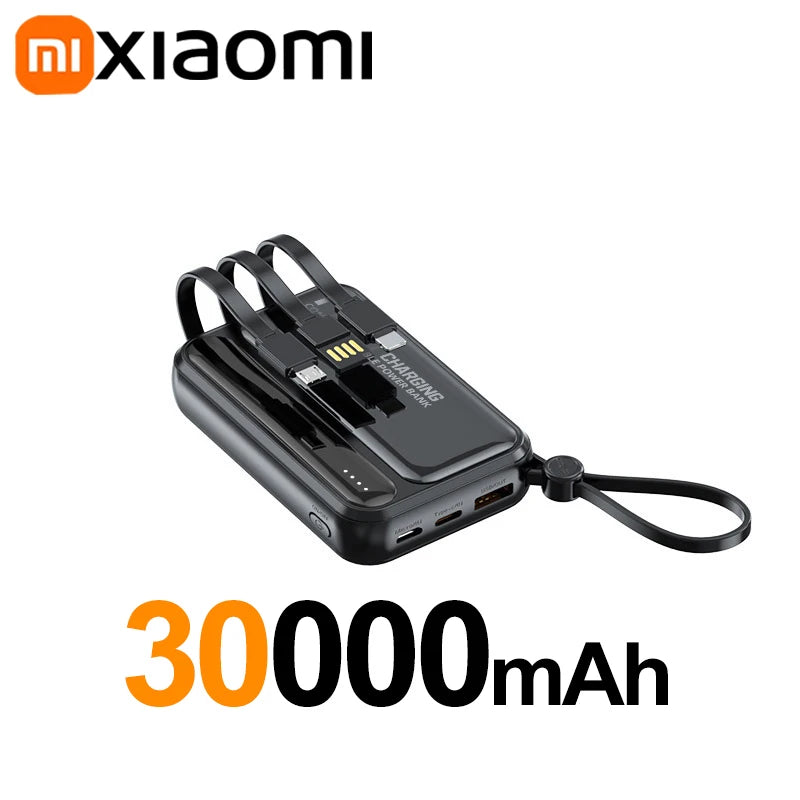 Tidesmit Portable Charger: Fast Charging Power Bank with 4 Cables Black 30000mAh Tidesmit