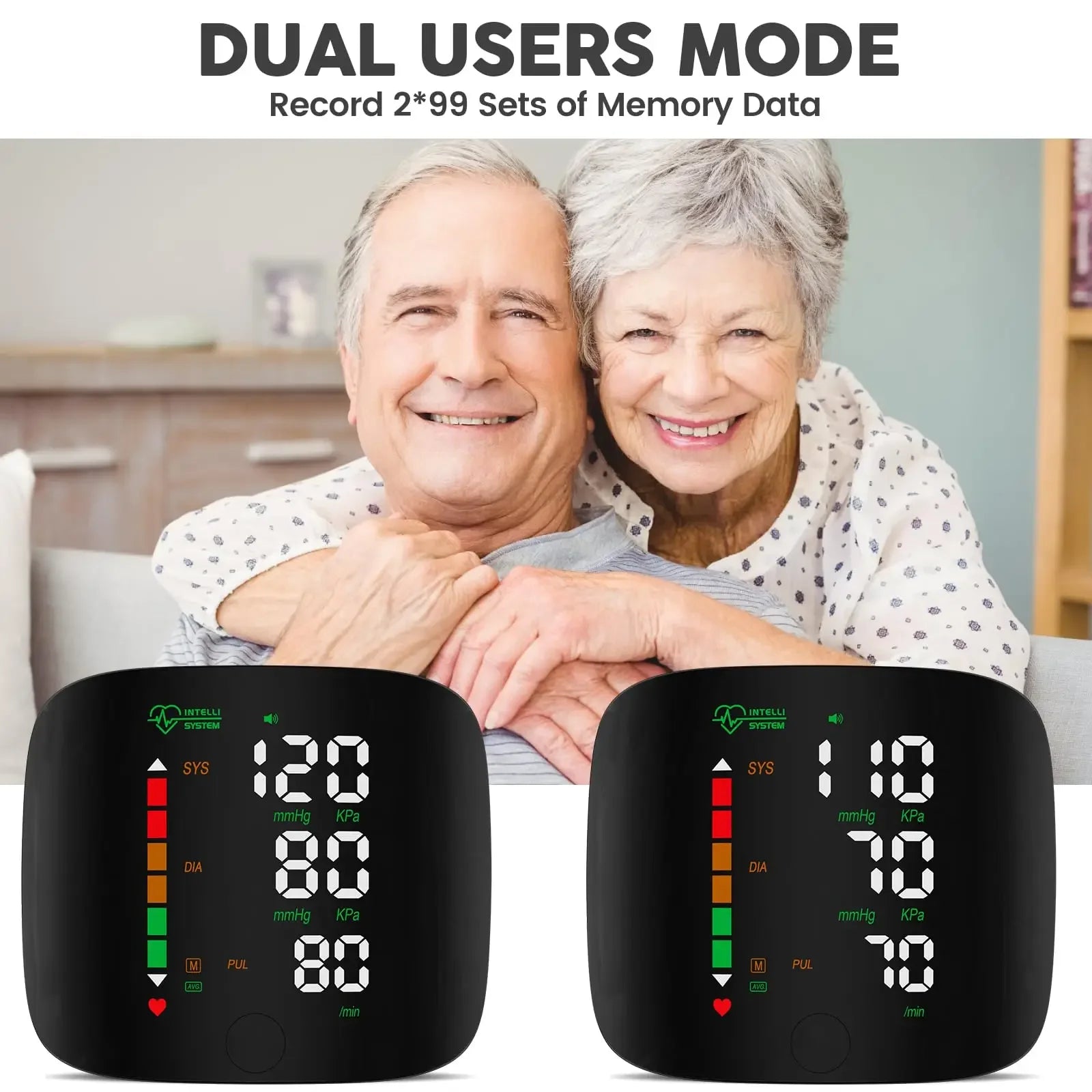 Wrist Blood Pressure Monitor LED Rechargeable English Voice Broadcast Tonometer BP Monitor Forehead Digital Thermometer