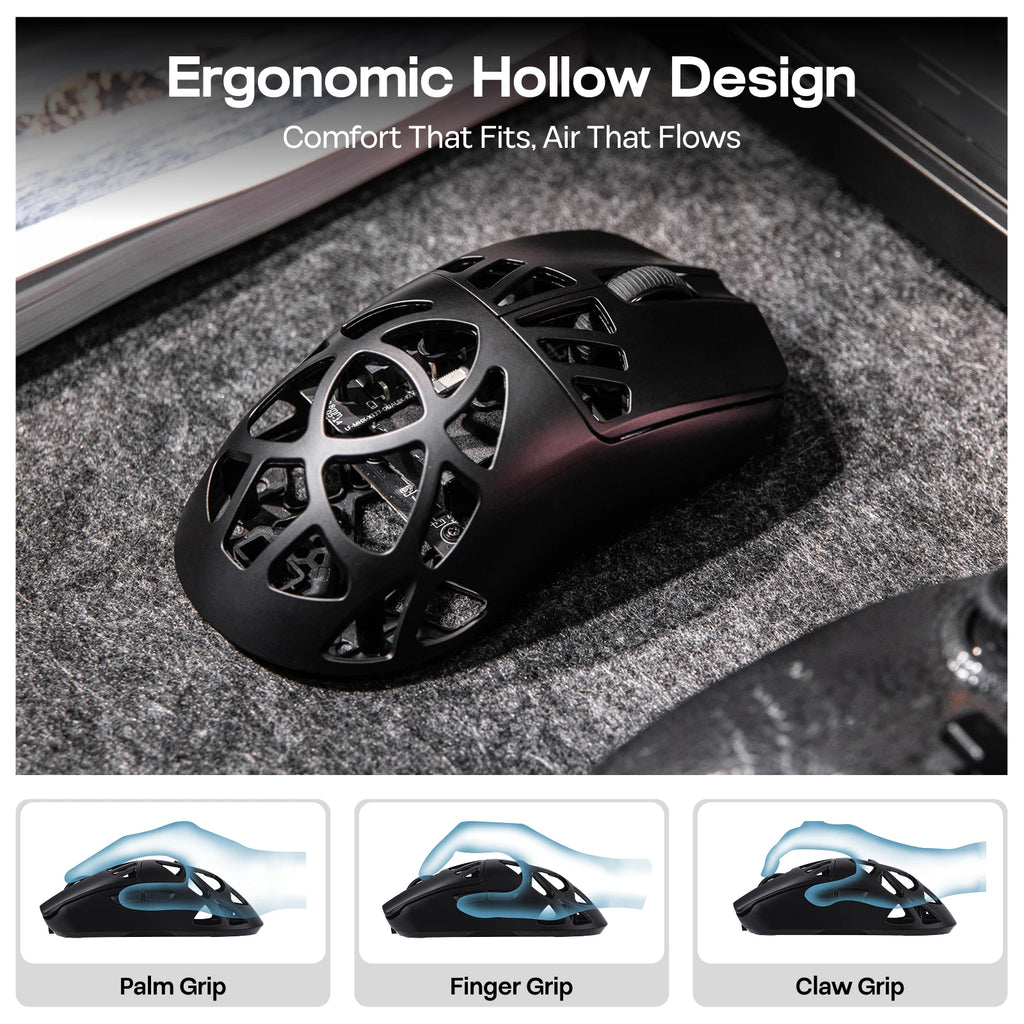 EPOMAKER Carbon X Gaming Mouse Wired/2.4G/BT Wireless Ultra-Lightweight Carbon Fiber Shell Mouse with PAW3950 Sensor 300mAh