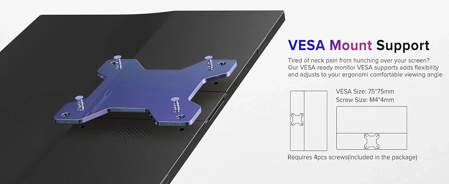 AHXJKA 17.3“ Portable Screen Monitor Display 1600*900P 16:10 250cd/㎡ IPS Panel  Extend For Mobile Phone Gaming TV Box PS4 PS5