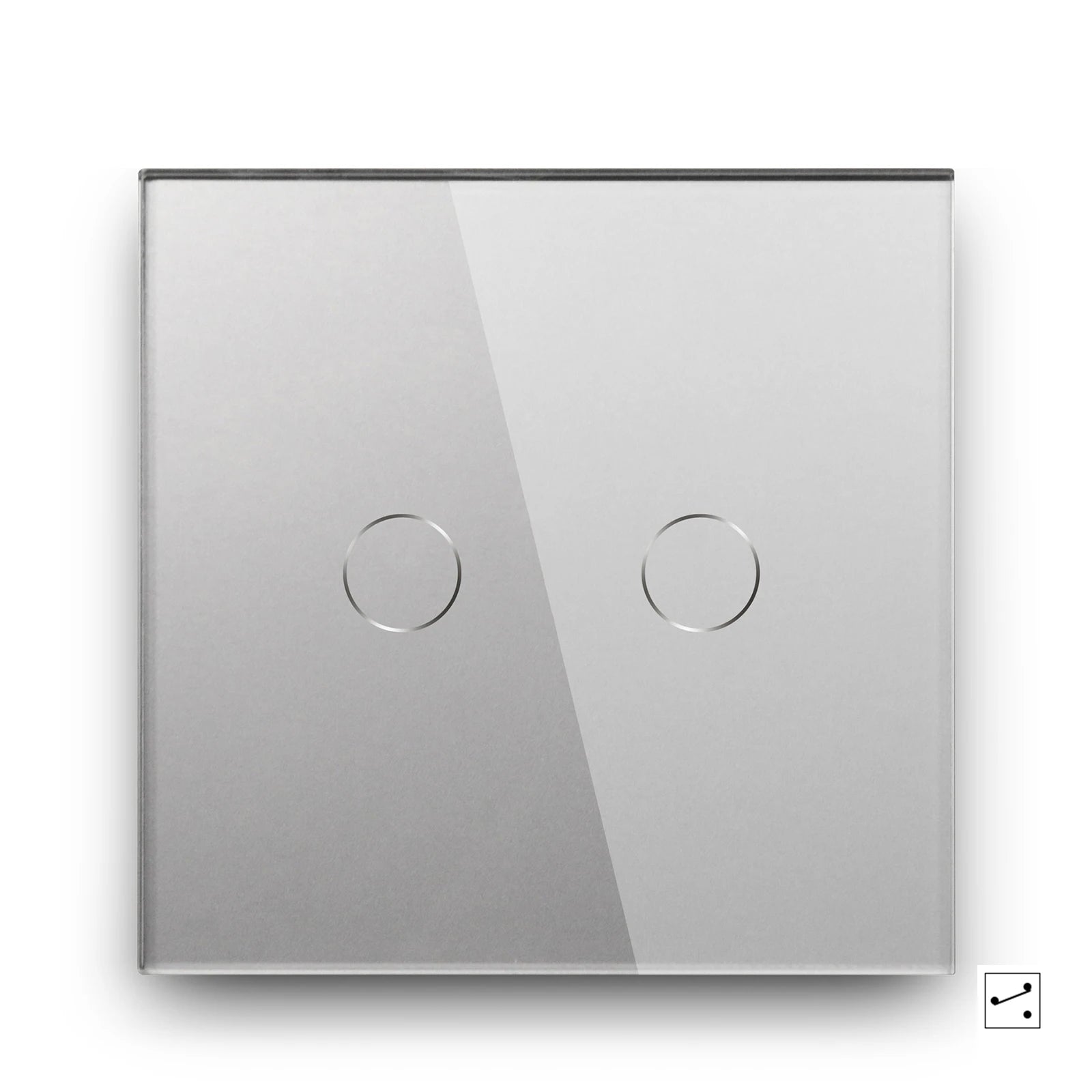 Crystal Glass WiFi Smart Light Switch | App-Controlled Wall Mount 2 Gang 2 Way Gray Tidesmit