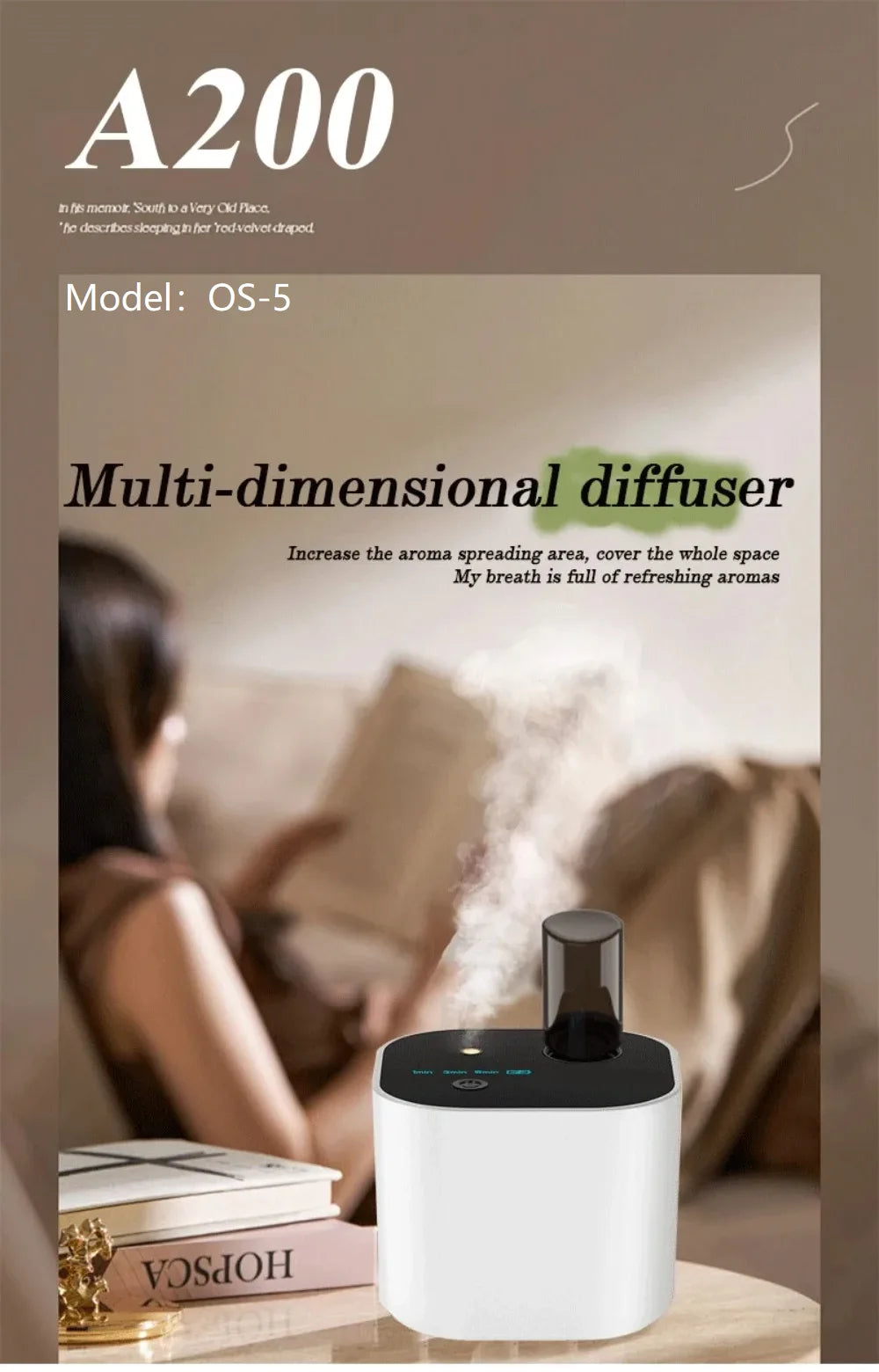 Waterless Portable Aroma Diffuser 3 Mist Modes Aromatherapy Diffuser for Essential Oils Scent Machine for Home Office Bedroom