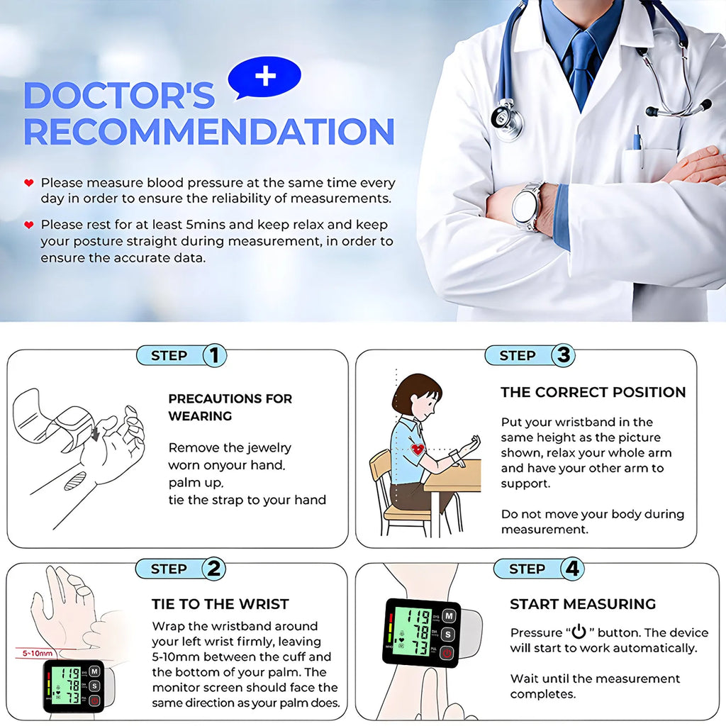 Smart Electronic Bp Monitors High Accurate BP Monitors Wrist Blood Pressure Monitor Tonometer Digital Sphygmomanometer