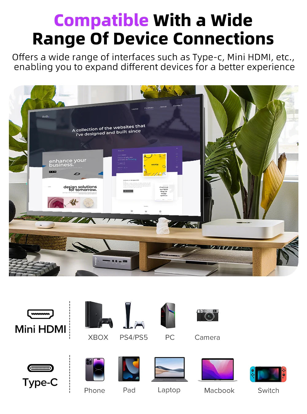 UPERFECT QLED Computer Display 22" Monitor 2K 1440P 100% Adobe RGB 10Point Touch Screen With Stand For Laptop PC Mac Phone Game
