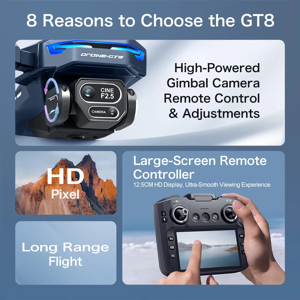 8K HD Camera Drone with GPS and Obstacle Avoidance - Foldable Quadcopter Tidesmit