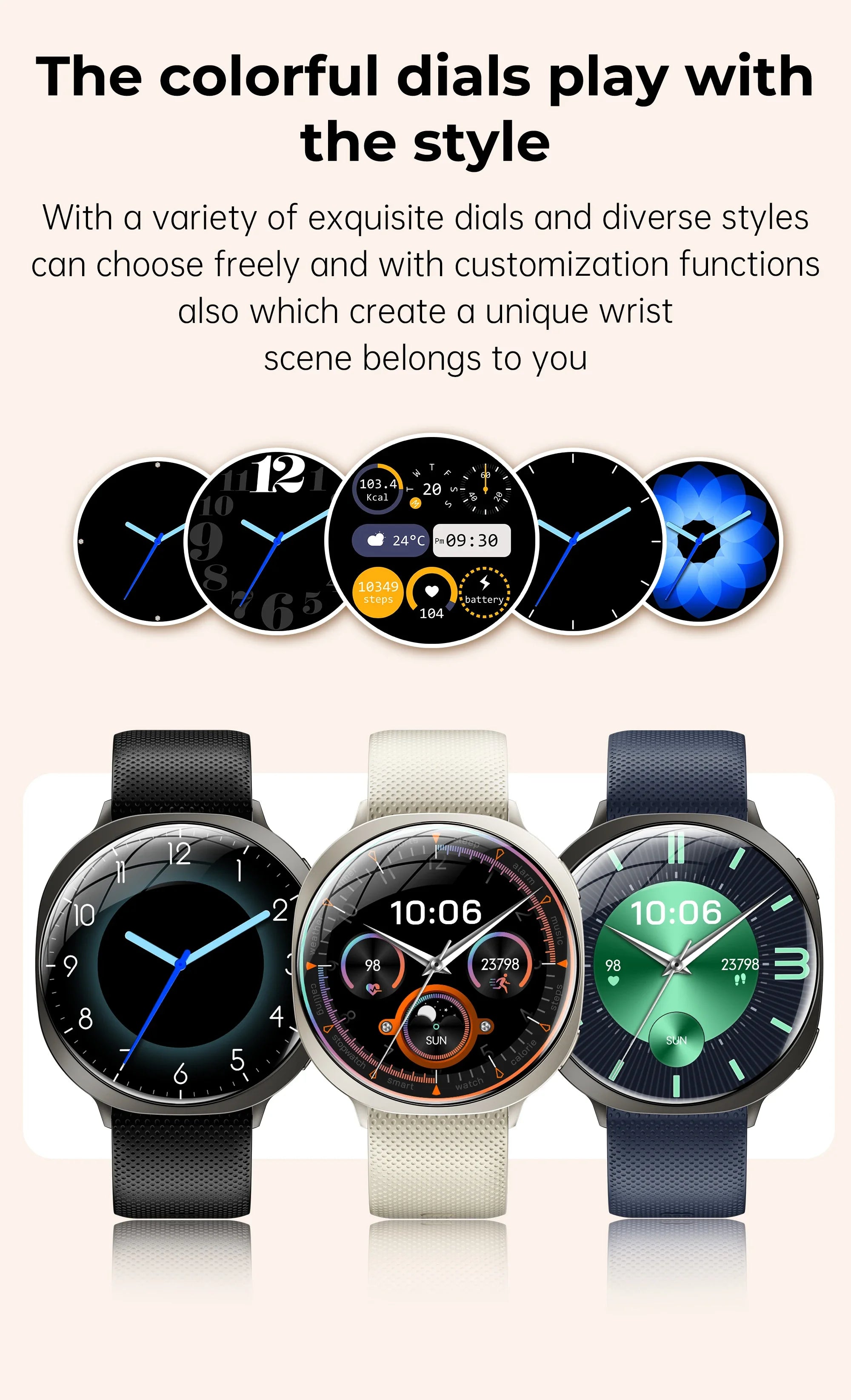 New Smart Watch Tracking Fitness Voice Assistant IP68 Waterproof Flashlight Health Round Curved Screen  Smartwatch Men Women