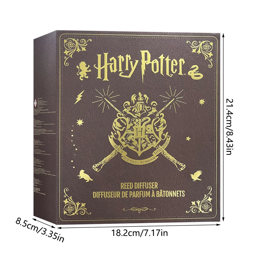 MINISO Harry Potter Magic Academy Reed Diffuser Set, 4pc flameless home fragrance oil kit in decorative gift box.