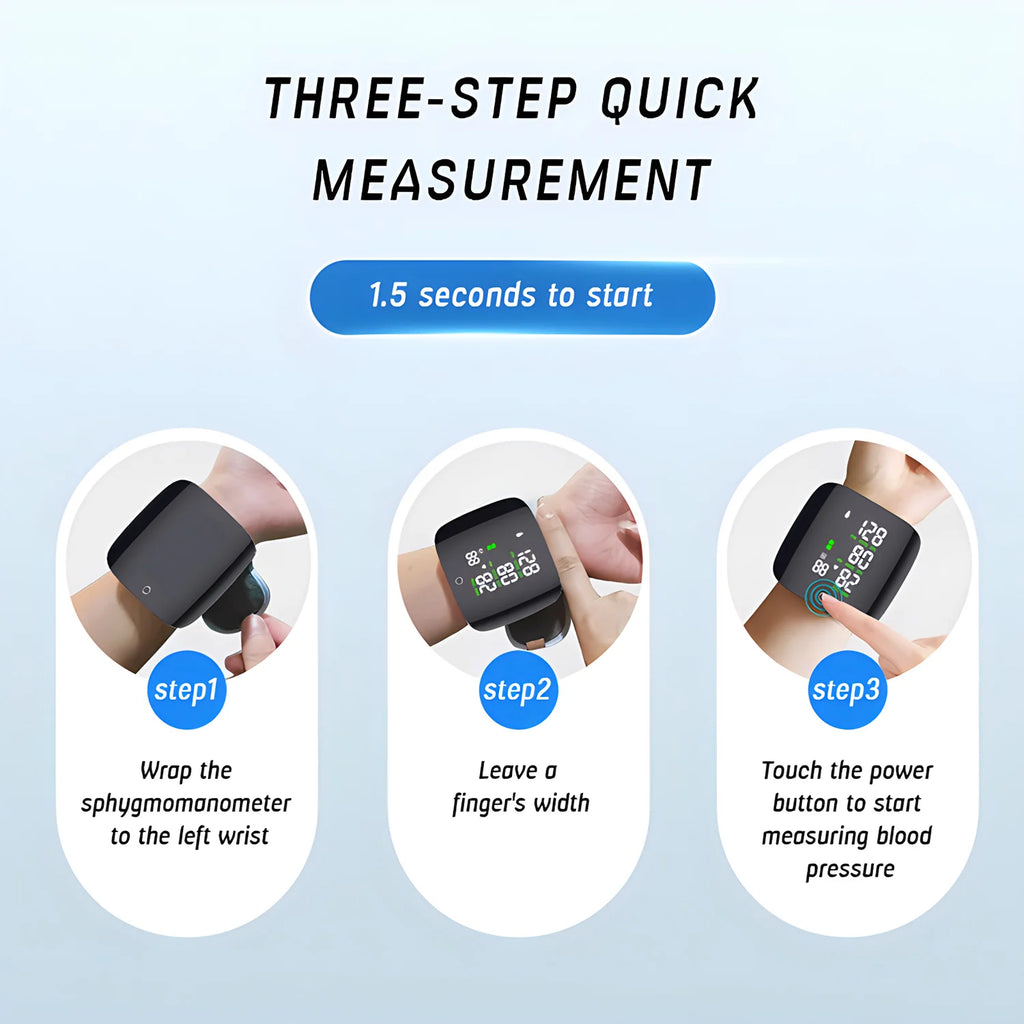 Touch Screen LED Rechargeable Wrist Blood Pressure Monitor English Voice Broadcast Tonometer BP Monitor Pulse